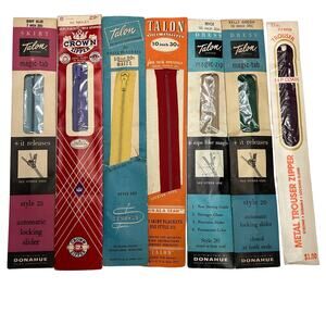 Vintage Skirt/Dress/Trouser Metal Zippers Talon,Crown,J & P Coats Lot of 7 NOSIP